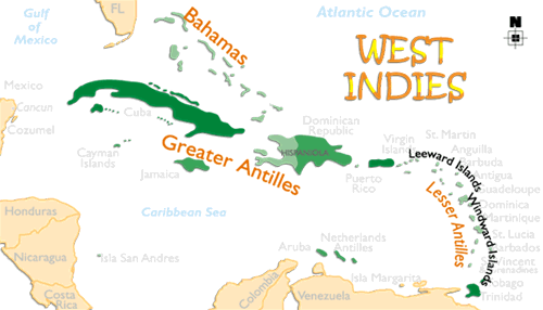 West Indies - mapa